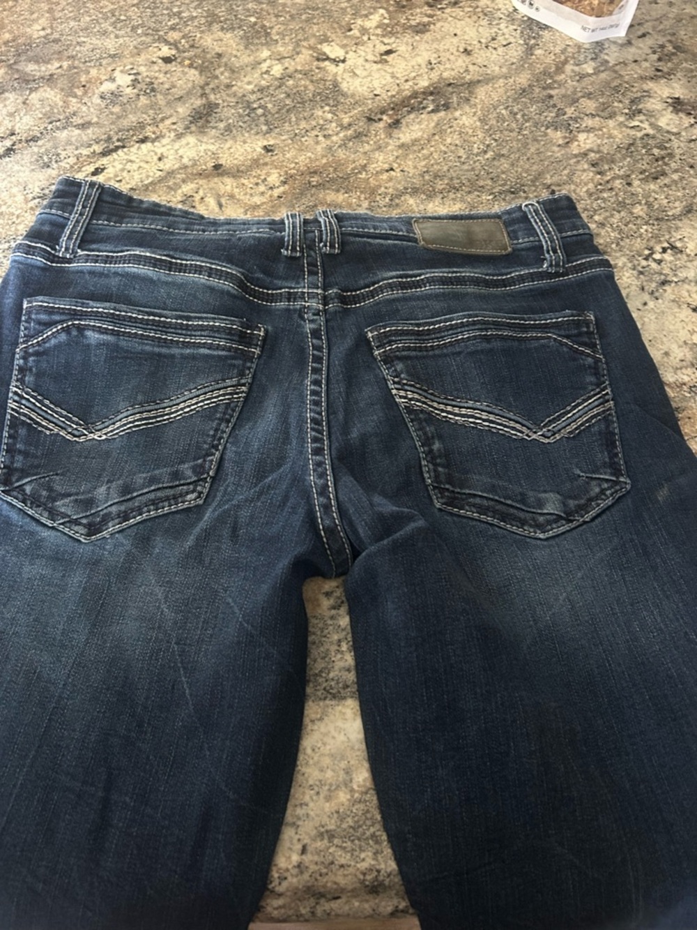 BKE Dark Indigo Straight Jeans with Contrast Stitching